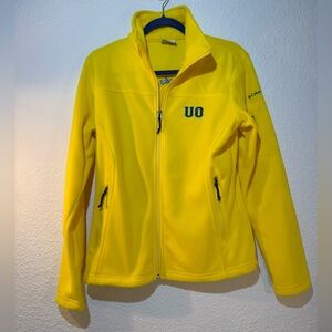 Oregon Ducks Columbia Fleece Jacket‎ Sz M Womens Full Zip University NCAA Script